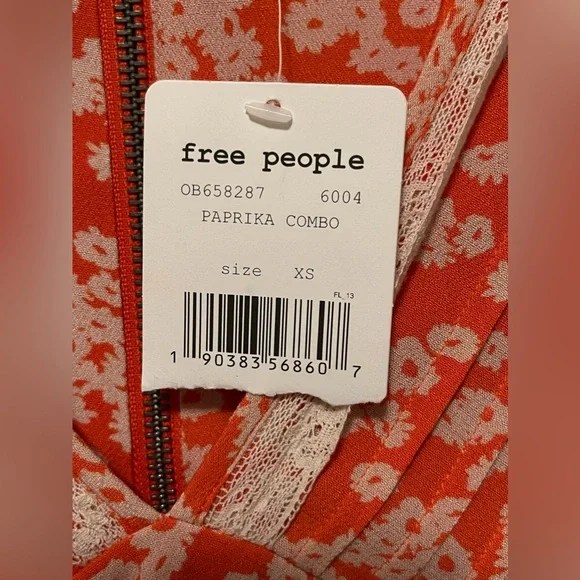 Free People Paprika Combo Floral Bohemian Lace Flowy Dress - Picture 8 of 10
